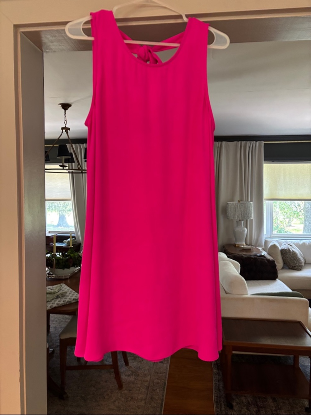 Fuchsia Sleeveless Tie-Back Neck Blouse